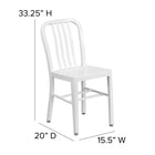 Flash Furniture Commercial Grade Metal Indoor-Outdoor Chair - White-Designed for Indoor or Outdoor Use