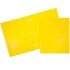 JAM Paper Plastic Heavy Duty 3 Hole Punched 2 Pocket School Folders, Yellow, 108 Pack (383HHPYEA)-Material: plastic