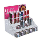 Azar Displays 16"W x 7.13"H x 11.75"H 3-Tiered Counter Display with 2 Holder Clips (326045)-Made from clear acrylic With each step measuring 3-3/4" D