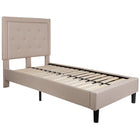Flash Furniture Roxbury Twin Size Tufted Upholstered Platform Bed - Beige Fabric-Panel Headboard