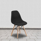 Flash Furniture Elon Series Genoa Black Fabric Chairs with Wooden Legs - 2 Pack-CA117 Fire Retardant Foam