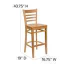 Flash Furniture HERCULES Series Ladder Back Natural Wood Restaurant Barstool-Footrest