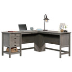 Sauder 65"W Cottage Road L-Desk - Mystic Oak- Two drawers feature full extension slides for items like, pens, paper, or a stapler