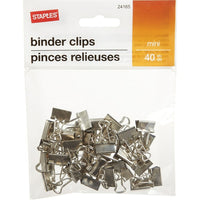 Staples Binder Clips - Mini 3/5" - Silver - 40 Pack-Strong metal clips to keep papers securely fastened