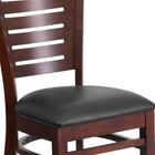 Flash Furniture Darby Series Slat Back Walnut Wood Restaurant Chair - Black Vinyl Seat-2.5" Thick Foam Padded Seat