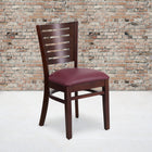 Flash Furniture Darby Series Slat Back Walnut Wood Restaurant Chair - Burgundy Vinyl Seat-2.5" Thick Foam Padded Seat