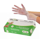 Globe Vinyl Powder Free Medical Gloves - 4mil - Small - Clear - 100 Pack-Waterproof protective barrier, disposable and powder-free for extended use
