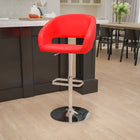 Flash Furniture Contemporary Red Vinyl Adjustable Height Barstool with Chrome Base (CH-122070-RED-GG)-Seat Adjusts from Counter to Bar Height