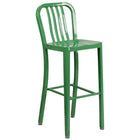 30'' Round Green Metal Indoor-Outdoor Bar Table Set with 4 Vertical Slat Back Barstools [CH-51090BH-4-30VRT-GN-GG]-4