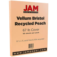 JAM Paper 8 1/2 x 11 Vellum Cover Cardstock, 67lb Peach, 250 Pack-Peach