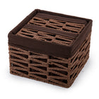Truu Design Square Geo Weave Basket with Liner, Set of 3, 9.25 x 9.25 inches, Brown-Includes one large basket and two small, same-sized baskets