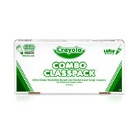 Crayola Washable Broad Line Markers & Large Crayons Combo Classpack - 256 Pieces Pack-Includes 128 Ultra-Clean Washable Broad Line Markers & 128 Large Crayons