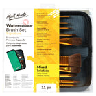 Mont Marte Mixed Bristle Watercolour 11-Brush Set with Wallet-11 piece watercolour brush set