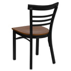 Flash Furniture HERCULES Series Black Three-Slat Ladder Back Metal Restaurant Chair - Cherry Wood Seat - 2 Pack-.625" Thick Plywood Seat