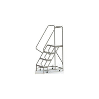 Tri-Arc Manufacturing Aluminum Rolling Ladder, Step Width: 24", Step Type: Ribbed, No. of Steps: 4 (WLAR104244)-No. of Steps: 4