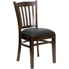 Flash Furniture HERCULES Series Vertical Slat Back Walnut Wood Restaurant Chair - Black Vinyl Seat-800 lb. Weight Capacity
