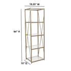 Flash Furniture Mar Vista Collection Glass Storage Shelf with Matte Gold Frame-Cross Brace Frame