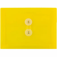 JAM Paper Plastic Envelopes with Button and String Tie Closure Index Booklet - 5.5" x 7.5" - Yellow - 12 Pack -Colour: Yellow 