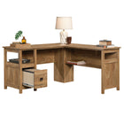 Sauder 59"W Cannery Bridge L-Desk - Sindoori Mango- Lower shelf for additional storage