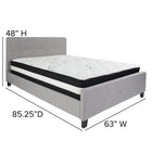 Flash Furniture Tribeca Queen Size Tufted Upholstered Platform Bed with Pocket Spring Mattress - Light Grey Fabric-Light Grey Fabric Upholstery