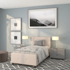Flash Furniture Tribeca Twin Size Tufted Upholstered Platform Bed - Beige Fabric-Beige Fabric Upholstery