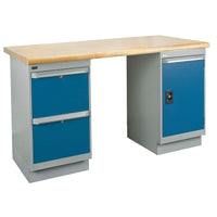 Kleton Workbench, Laminated Top, 2 Pedestals, 2 Drawers and 1 Door, 30"W x 72"L x 34"H-34" overall height