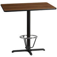 Flash Furniture Laminate 30"W x 42"L X-Base Table, Walnut (XUWA3042T230B3F)-Bar height hospitality table
