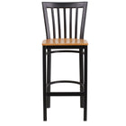Flash Furniture HERCULES Series Black School House Back Metal Restaurant Barstool - Natural Wood Seat-Metal Barstool