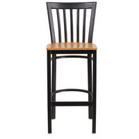 Flash Furniture HERCULES Series Black School House Back Metal Restaurant Barstool - Natural Wood Seat-Metal Barstool