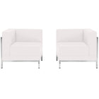 Flash Furniture HERCULES Imagination Series Melrose LeatherSoft 2 Piece Corner Chair Set - White-Contemporary Reception Set