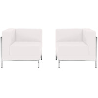 Flash Furniture HERCULES Imagination Series Melrose LeatherSoft 2 Piece Corner Chair Set - White-Contemporary Reception Set