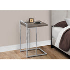 Monarch Specialties 3638 Accent Table - 25"H/Dark Taupe/Chrome Metal-Sturdy chrome metal base rises above the tabletop to form a handle that can be used to carry this lightweight table as needed in a living room or bedroom, or any room in need of a small side table