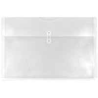 JAM Paper Plastic Envelopes with Button and String Tie Closure, Booklet, 12 x 18, Clear Poly, 12 Pack (457B1CL)-Clear