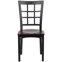 Flash Furniture HERCULES Series Black Window Back Metal Restaurant Chair - Walnut Wood Seat-Metal Chair