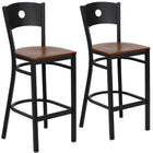 Flash Furniture HERCULES Series Black Circle Back Metal Restaurant Barstool - Cherry Wood Seat - 2 Pack-Circle Back Design