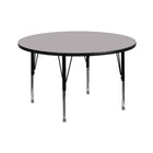 Flash Furniture 42'' Round Activity Table with Thermal Fused Laminate Top and Height Adjustable Pre-School Legs, Grey-Grey Laminate