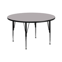 Flash Furniture 42'' Round Activity Table with Thermal Fused Laminate Top and Height Adjustable Pre-School Legs, Grey-Grey Laminate