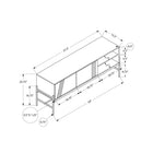 Monarch Specialties 2739 Tv Stand - 60"L/Grey/Black Metal With Storage-Assembly required: Illustrated instructions and all hardware are provided for convenience (additional tools may be needed)