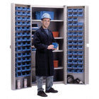 KLETON Deep Door Combination Cabinets, 84 Bins, Blue-All-welded heavy-duty 16-gauge, combination bin/shelf cabinet
