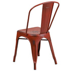 Flash Furniture Commercial Grade Distressed Kelly Metal Indoor-Outdoor Stackable Chair - Red-Seat Drain Holes assist in drying