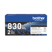 Brother Genuine TN830XL2PK Toner Cartridge - High Yield - Black - 2 Pack-With reliable, consistent performance, Brother Genuine toner produces premium black & white laser prints in crisp, sharp tones that won’t fade or smudge