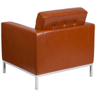 Flash Furniture HERCULES Lacey Series Contemporary Cognac LeatherSoft Chair with Stainless Steel Frame-Cognac LeatherSoft Upholstery