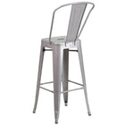 Flash Furniture 30" High Silver Metal Indoor-Outdoor Barstool with Back-Curved Back with Vertical Slat