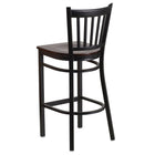 Flash Furniture HERCULES Series Black Vertical Back Metal Restaurant Barstool - Walnut Wood Seat - 2 Pack-.625" Thick Plywood Seat
