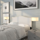 Flash Furniture Lexington Upholstered Full Size Headboard with Accent Nail Trim - White Fabric-White Fabric Upholstery
