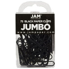 JAM Paper Coloured Jumbo Paper Clips, Large, Black Paperclips, 6 Packs of 75, 450 Total (2184933g)-Length: 2"