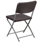 Flash Furniture HERCULES Series Rattan Plastic Folding Chair with Grey Frame - Brown-Brown Rattan Plastic Seat and Back