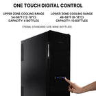 Koolatron 18 Bottle Slim Dual Zone Wine Cooler, 1.9 cu. ft (53L) Freestanding Wine Fridge - Black-External touchscreen controls let you adjust the temperature or turn on the light without opening the door