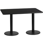 Flash Furniture 30'' x 60'' Rectangular Laminate Table Top, Black with 18'' Round Table-Height Bases (XUBK3060TR18)-Black Laminate Top