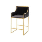 Plata Decor Bella Stool with Gold Metal Base - Black-Counter stool